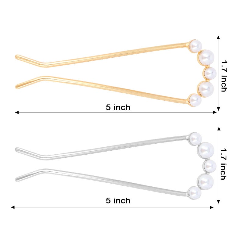 Amariver French Hair Pins 2Pcs Pearl Hairpins for Women U Shaped Hair Pins Metal French Hair Pin Hair Fork for Buns Twist Hair Pin for Long Hair - Image 3
